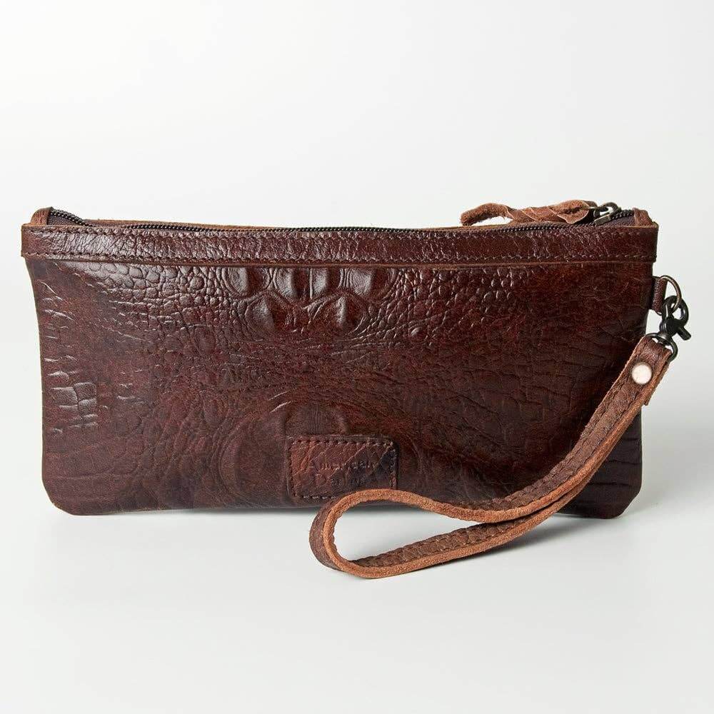 Crocodile Embossed Bag Wristlet