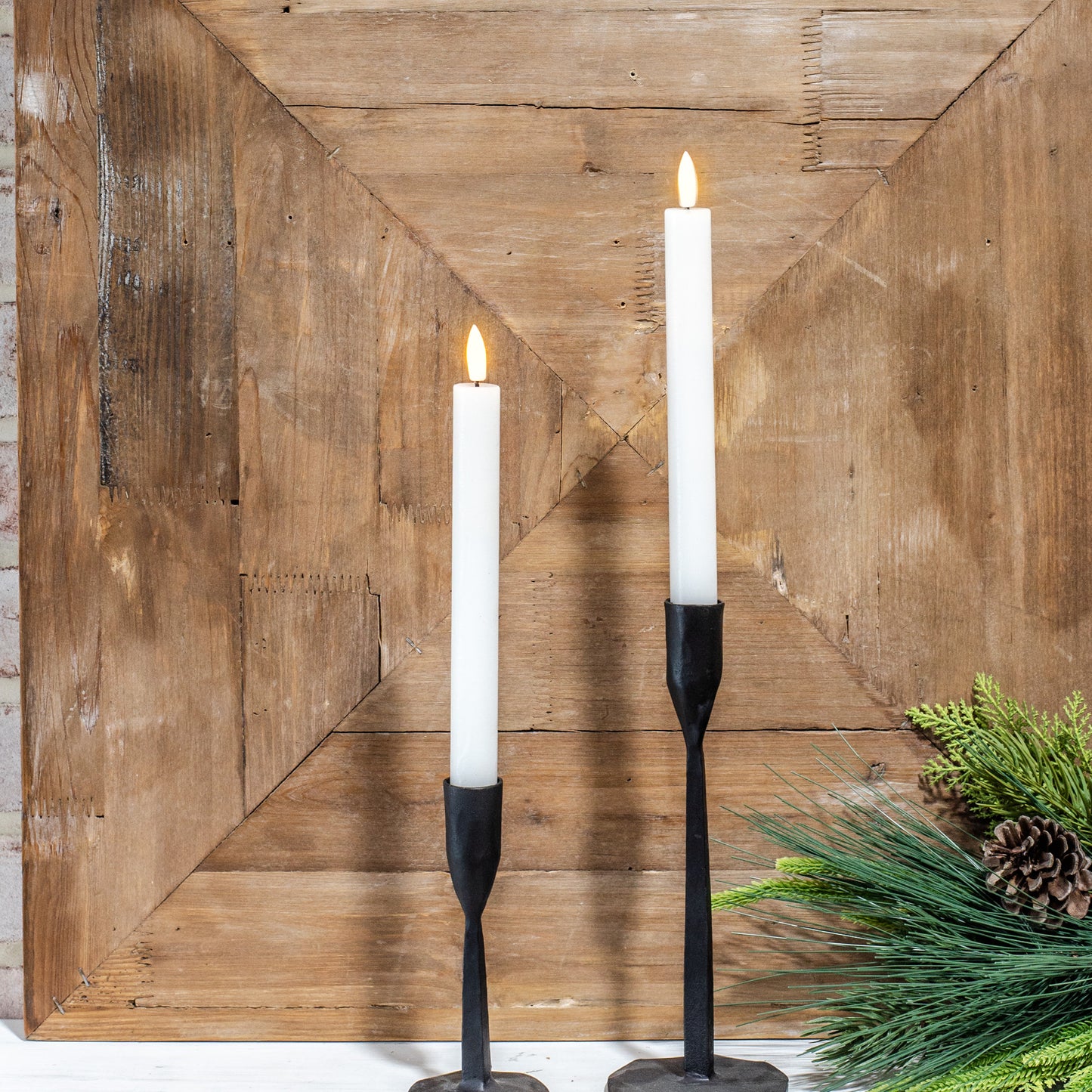 LED Taper Candle Set of 2 - Cream Natural Resin