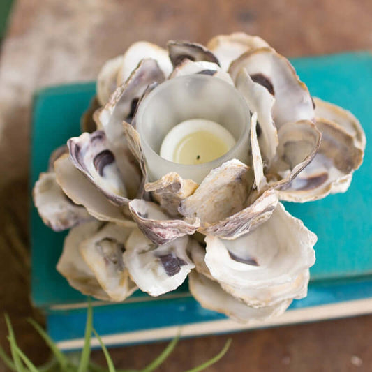 Oyster Shell Flower Votive Holder