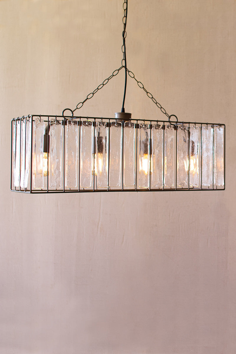 Rectangle Pendant Light With Glass Chimes
