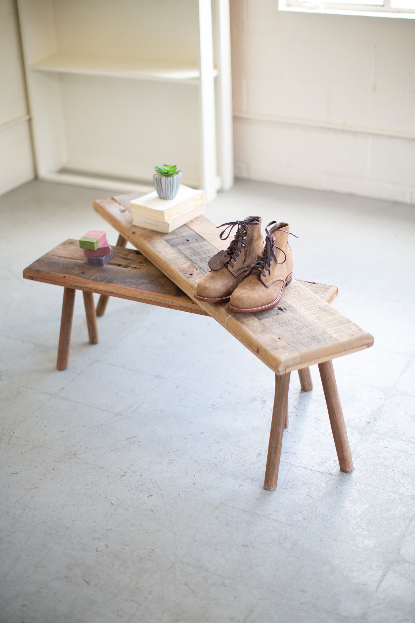 Set of two RecycledWoodAccentTables, modern rustic style home decor