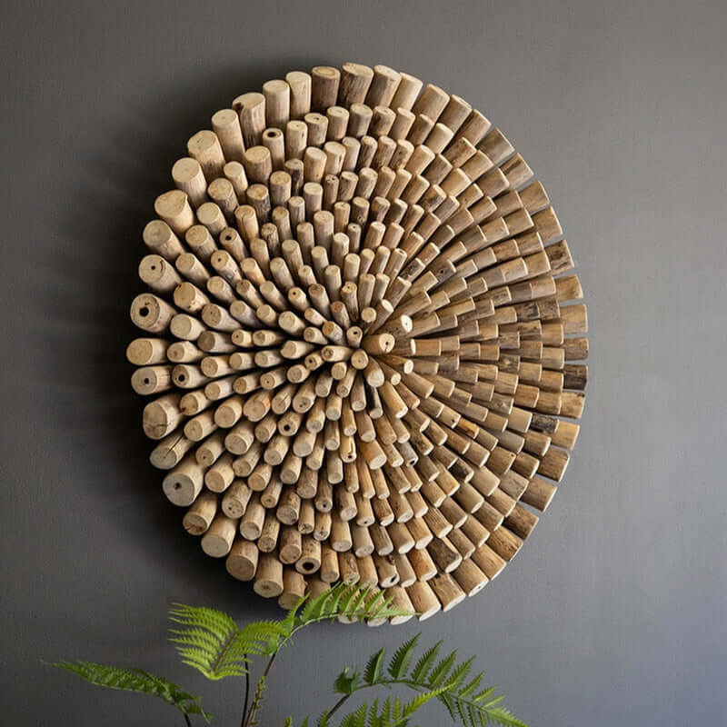 driftwood wall art - coastal home decor made from driftwood in round shape