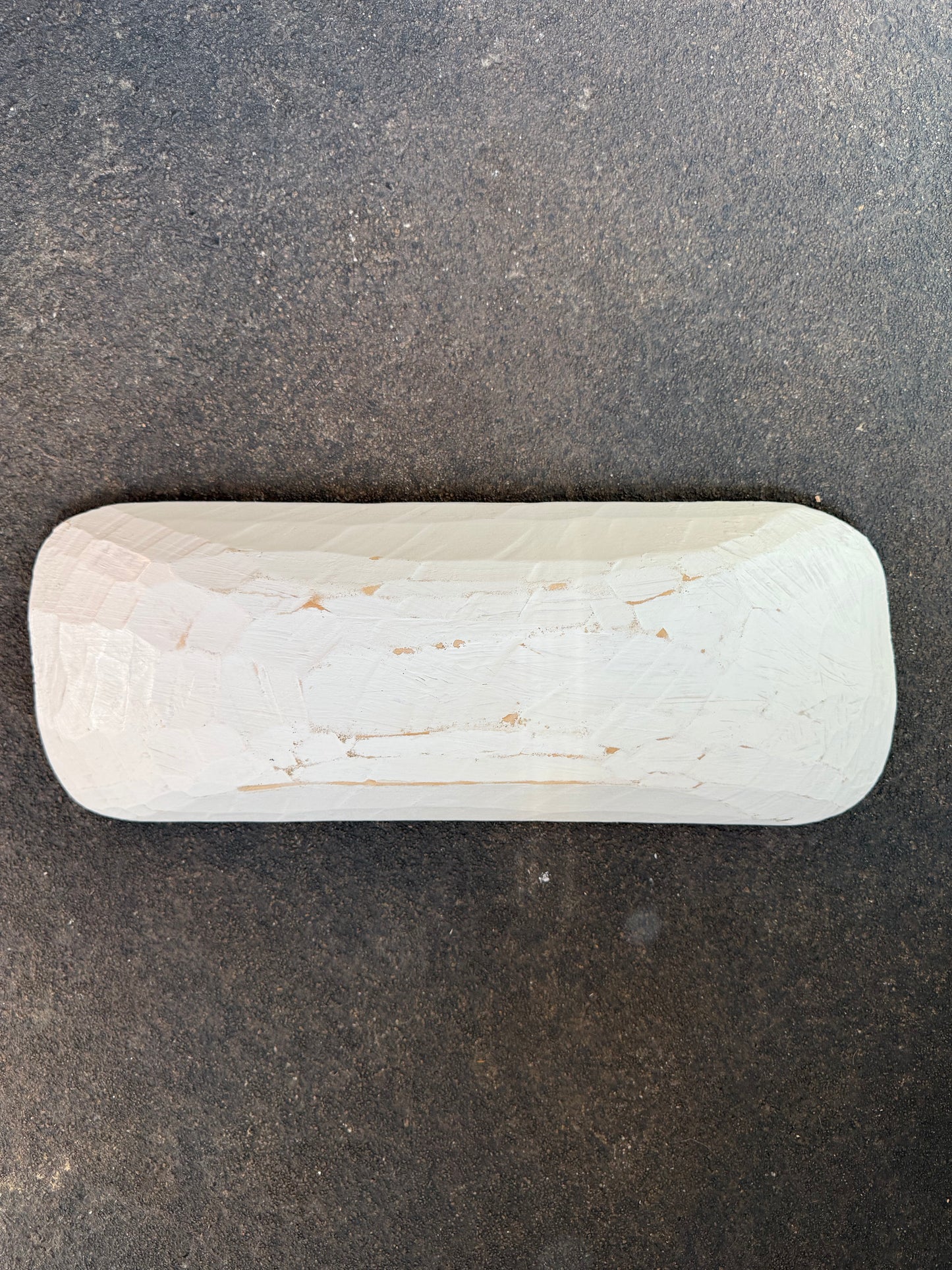 Rustic white dough bowl bottom view
