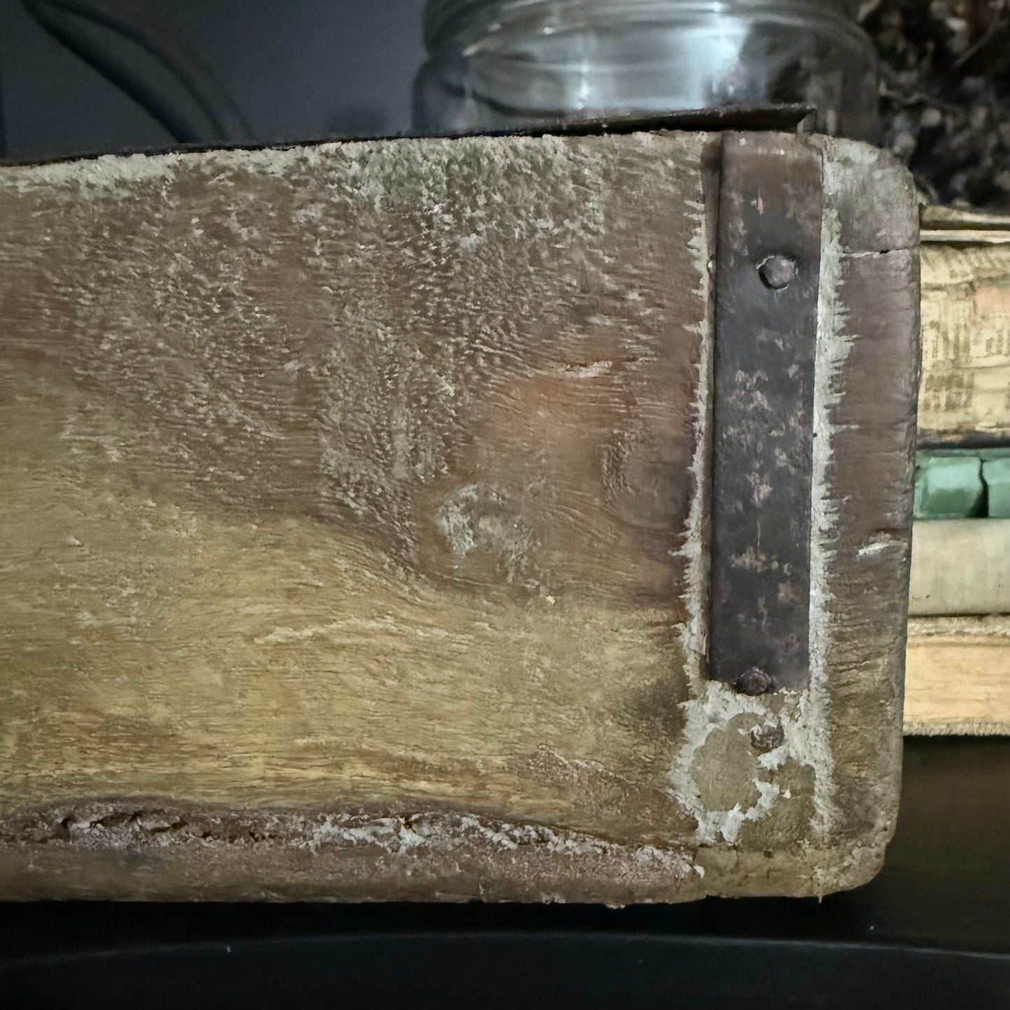 Antique Stamped Brick Mold – Rustic Wooden Box with Markings