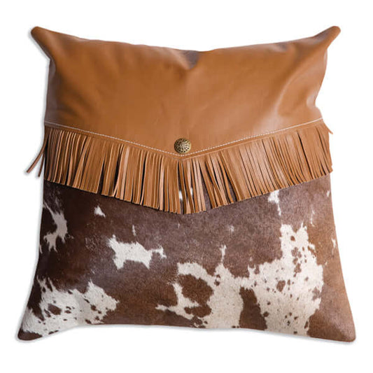 Cowhide and Leather Throw Pillow. Genuine cowhide and leather pillow perfect for modern rustic, farmhouse and western style home decor.