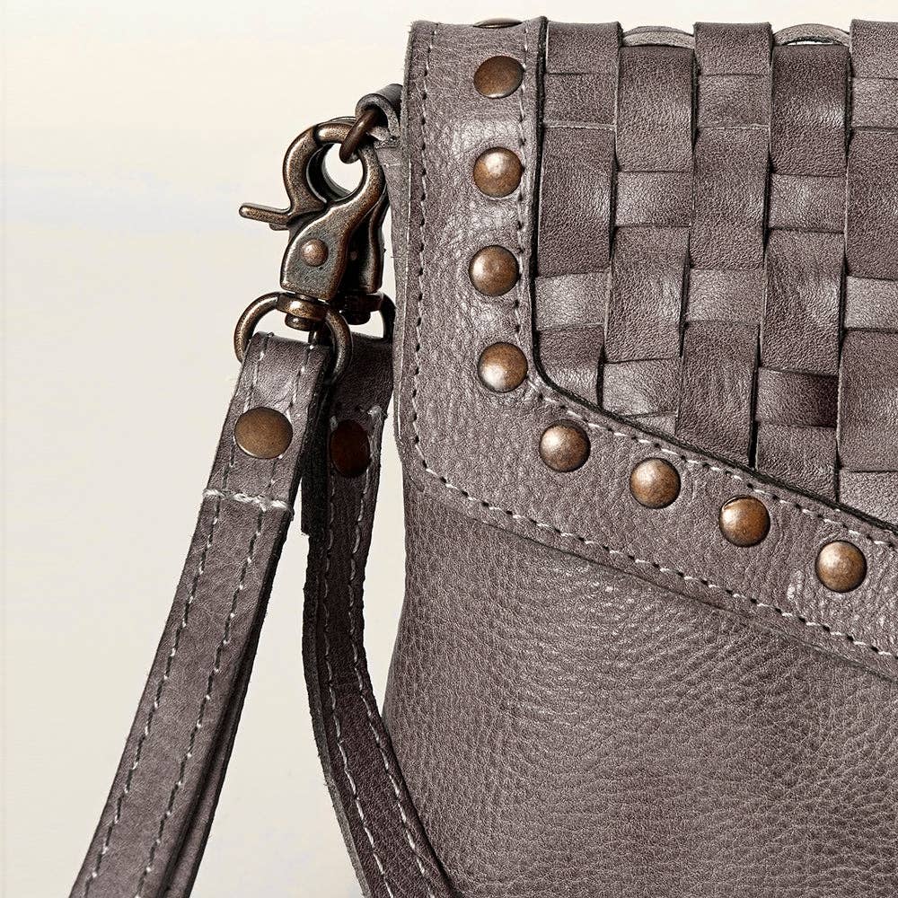 Crossbody Genuine Leather Gray Bag