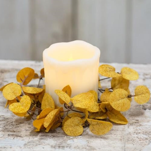 Penny Leaf Candle Ring- Mustard 3.5"