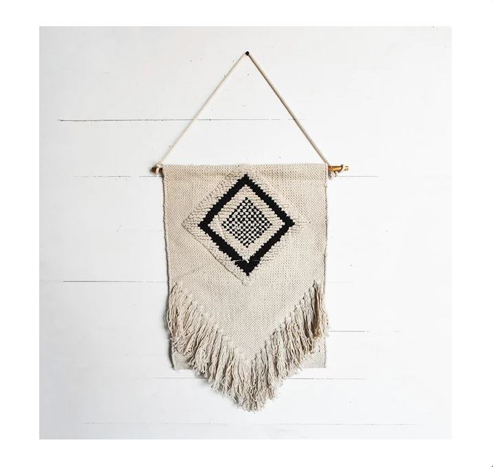 Black and Cream Macrame Wall Hanging