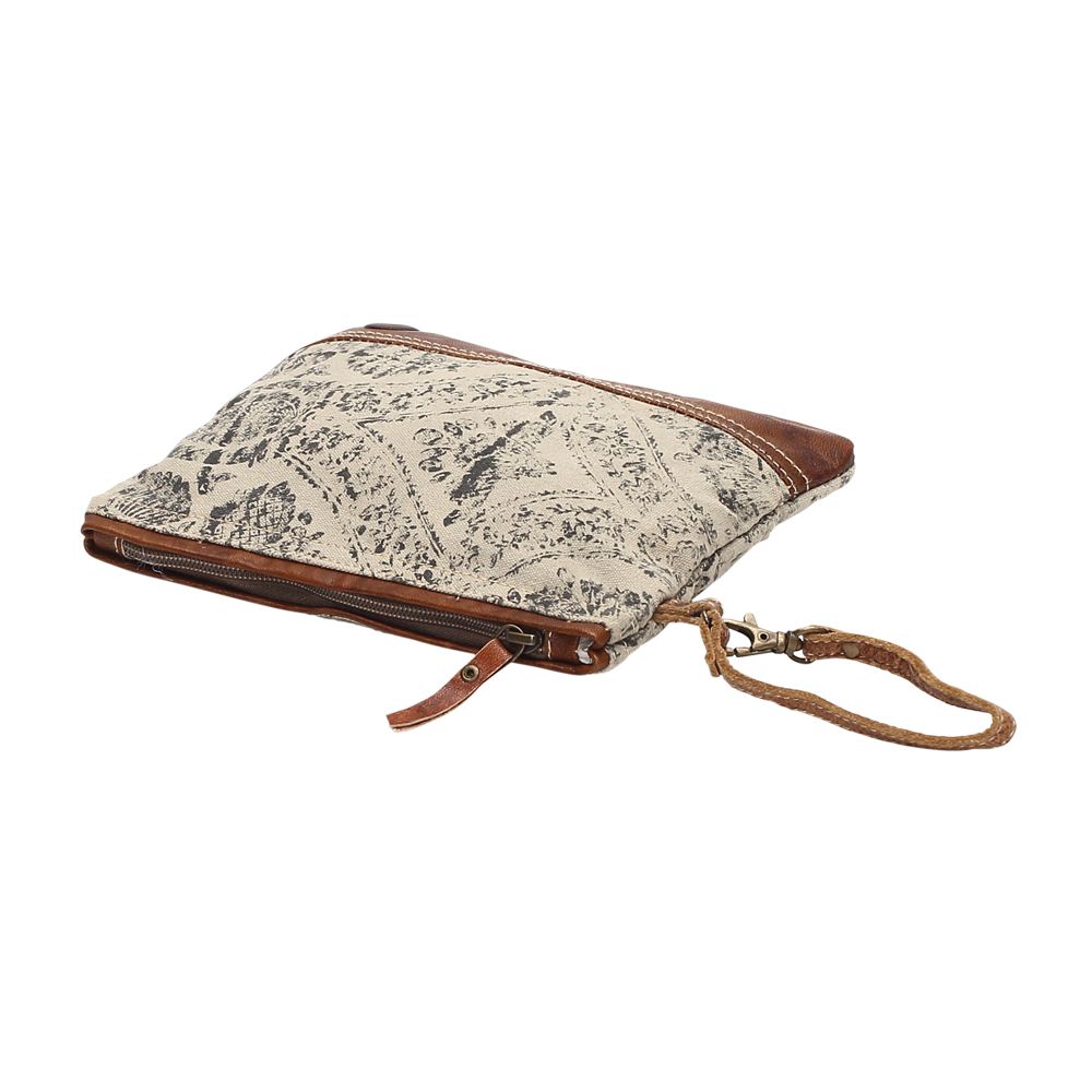 Neutral Floral Print Pouch by Myra Bag