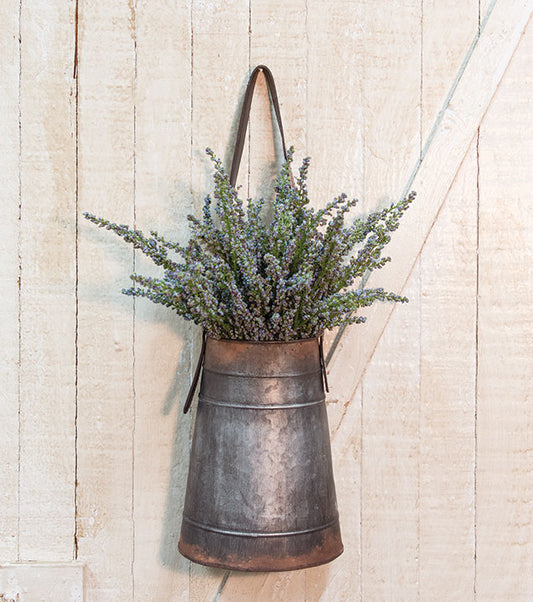 Metal Hanging Container with Leather Strap