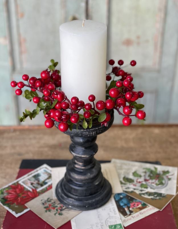 Black Wood Distressed Candle Holder