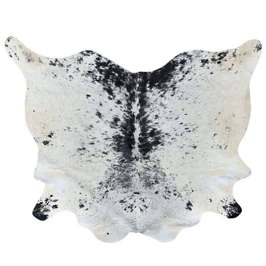 Geniune cowhide rug with beautiful pattern, with natural imperfections due to unique nature of geniune cowhides.
