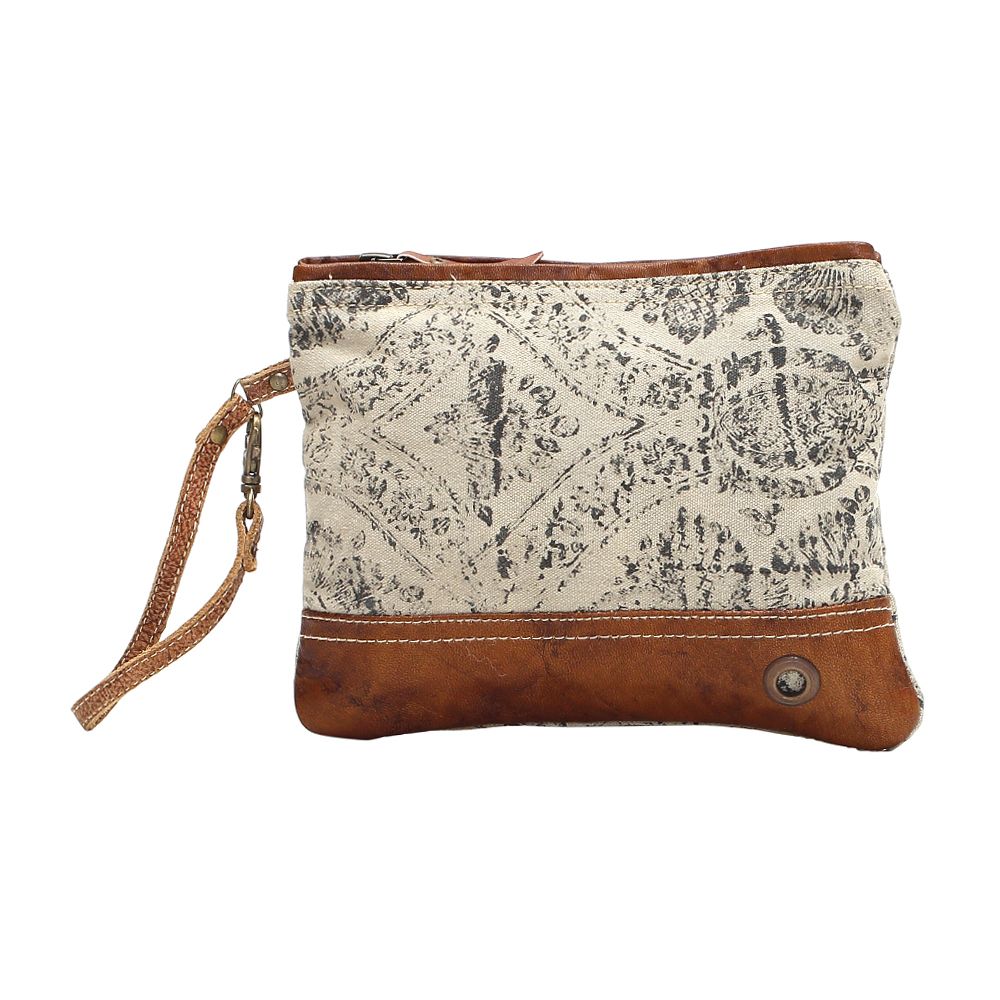 Neutral Floral Print Pouch by Myra Bag