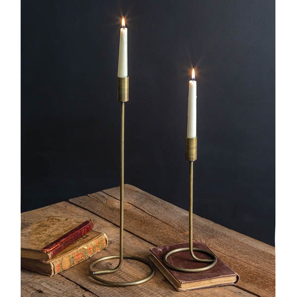 Verdigris Taper Candle Holders - Set of 2