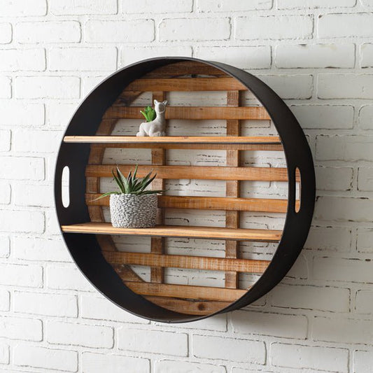 Round Wood and Metal Wall Display#shop_name