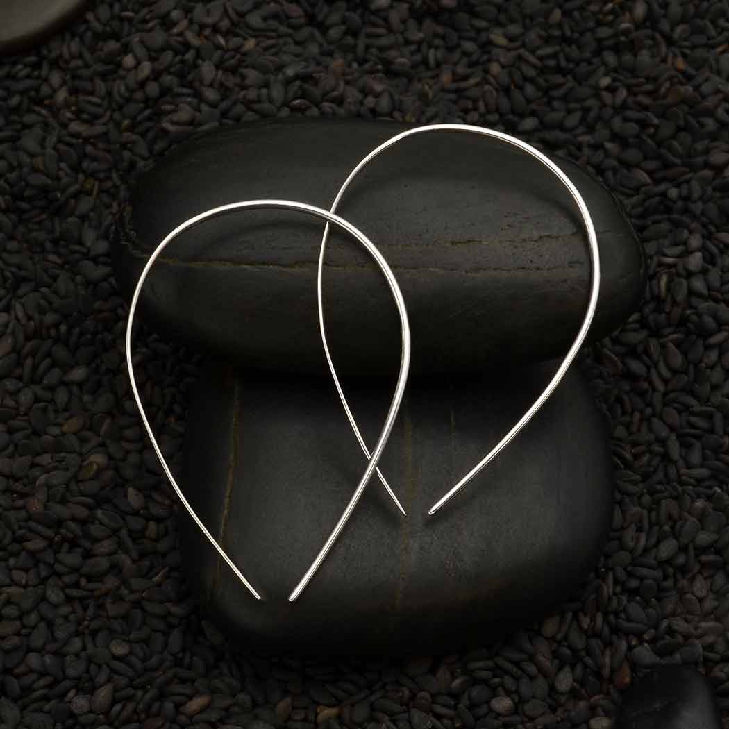 Sterling Silver Wire Teardrop Hoop Earrings 41x29mm