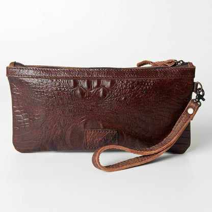 Crocodile Embossed Bag Wristlet