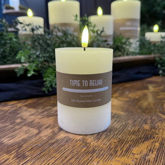 LED Pillar Candle  4"x 3" - Cream Natural Resin