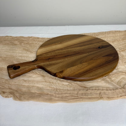 Round Acacia Wood Cutting Board with Handle