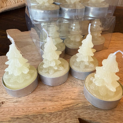 Tree Tealights unscented - Eggnog color - Set of 9