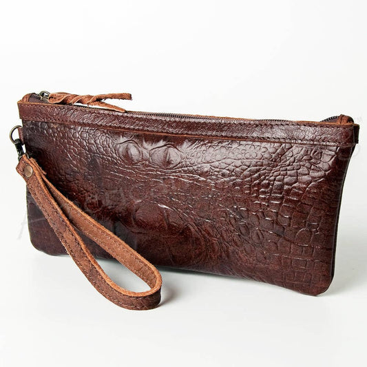 Crocodile Embossed Bag Wristlet