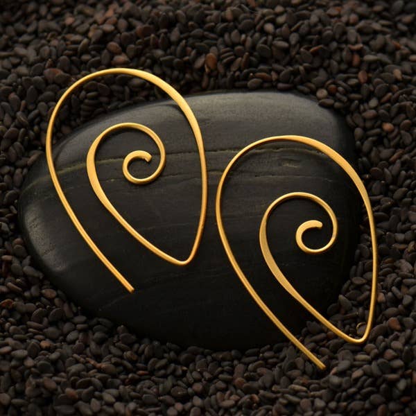 Spiral Teardrop Shape Earrings 40x26mm: Sterling Silver