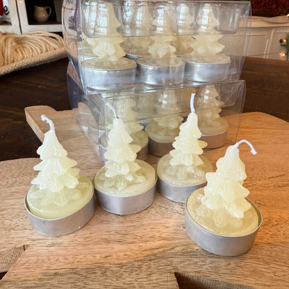 Tree Tealights unscented - Eggnog color - Set of 9