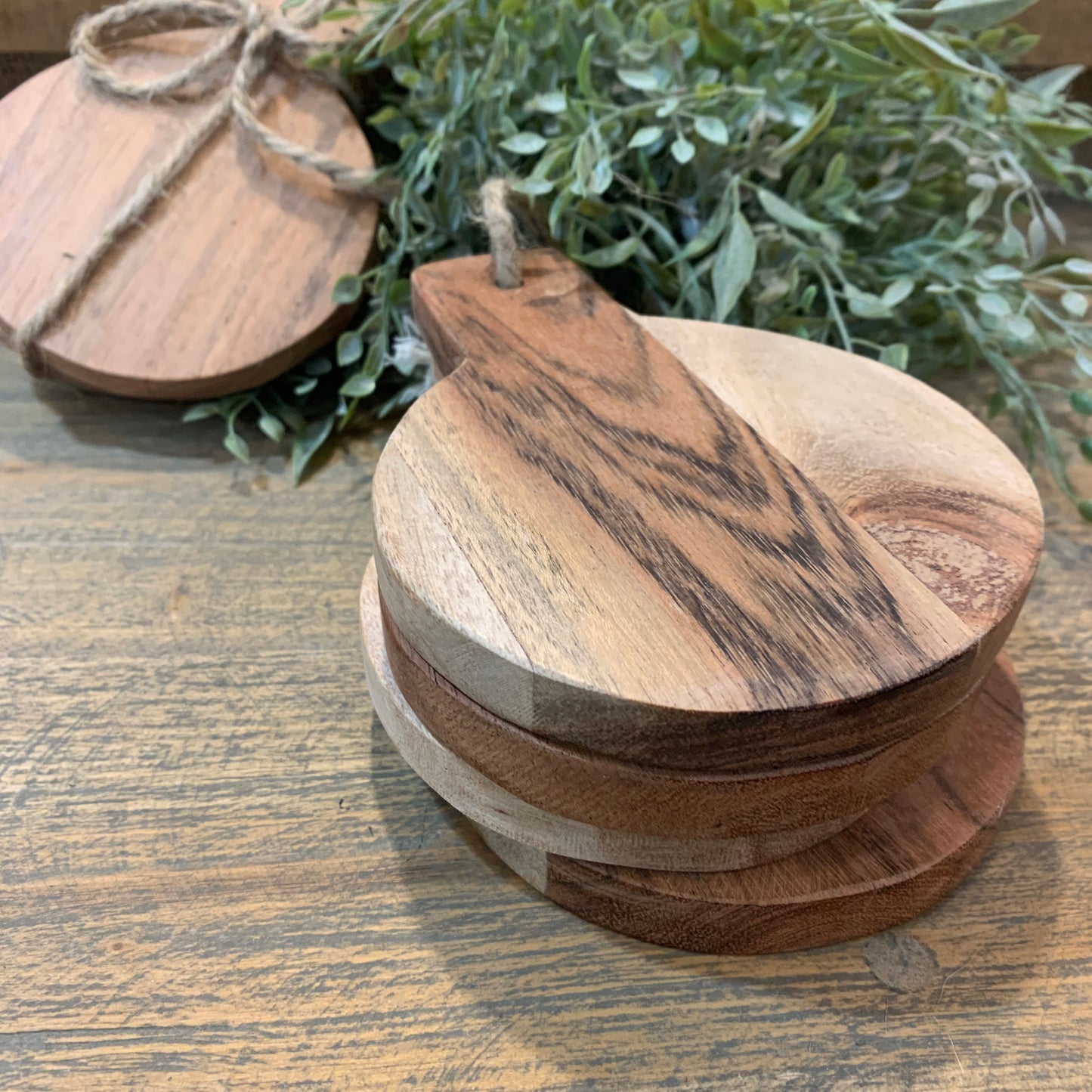 Round Wood Coaster Set