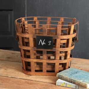Rustic Metal Storage Baskets with Numbers - Set of 3