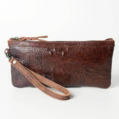Crocodile Embossed Bag Wristlet