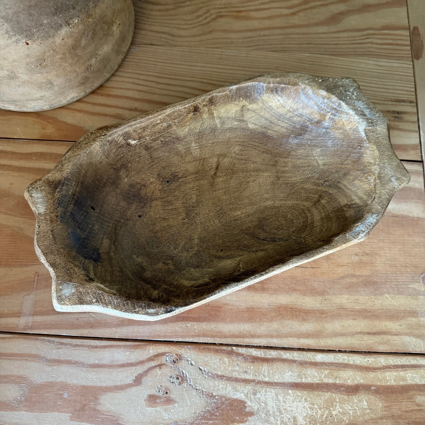 Vintage Style Dough Bowl - Unique Shape - Small