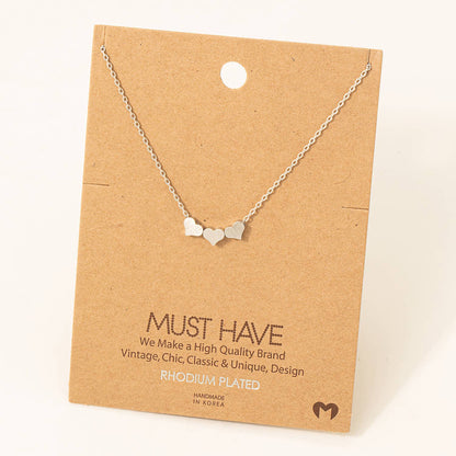 Three Dainty Hearts Necklace: Silver
