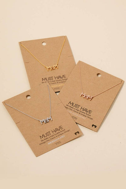 Gold Dipped Paw Print Dog Mom Pendant Necklace: G