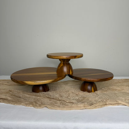 Acacia Wood Cake Stand Set - 3 pieces