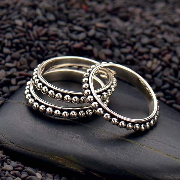 Sterling Silver Stacking Ring with Granulation: 7