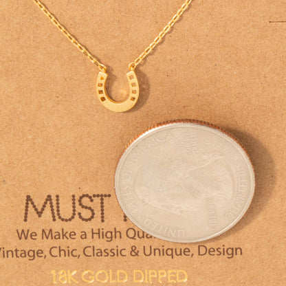 Mini Horseshoe Pendant Necklace: Gold