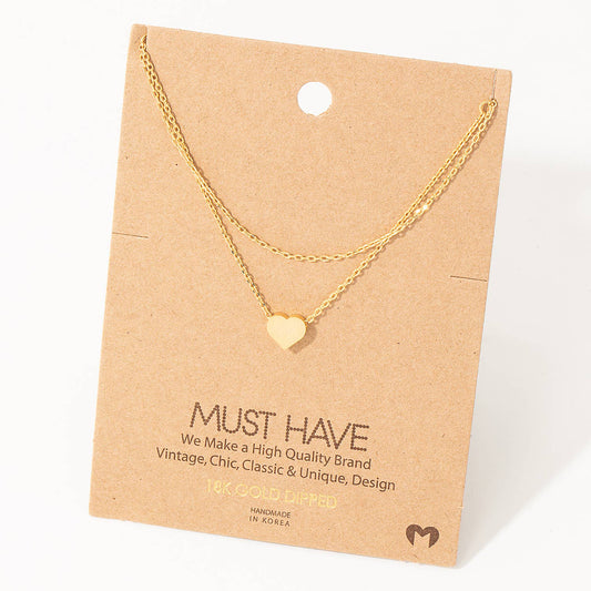 Dainty Layered Chain Heart Charm Necklace: G