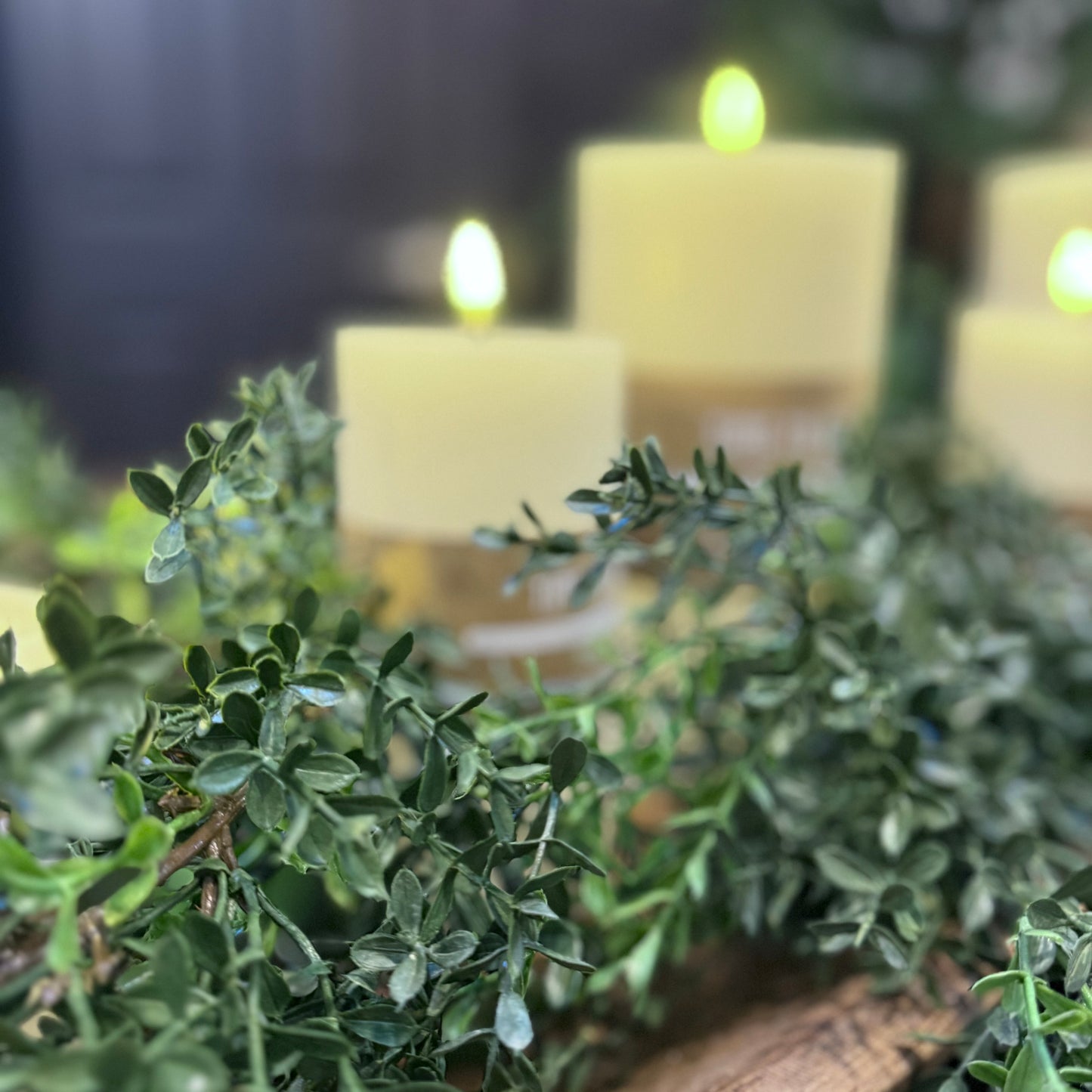 LED Pillar Candle  4"x 3" - Cream Natural Resin