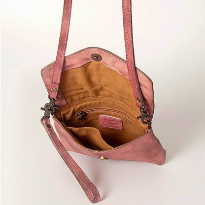 Crossbody Genuine Leather Pink Purse