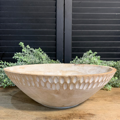 White Washed Carved Bowl