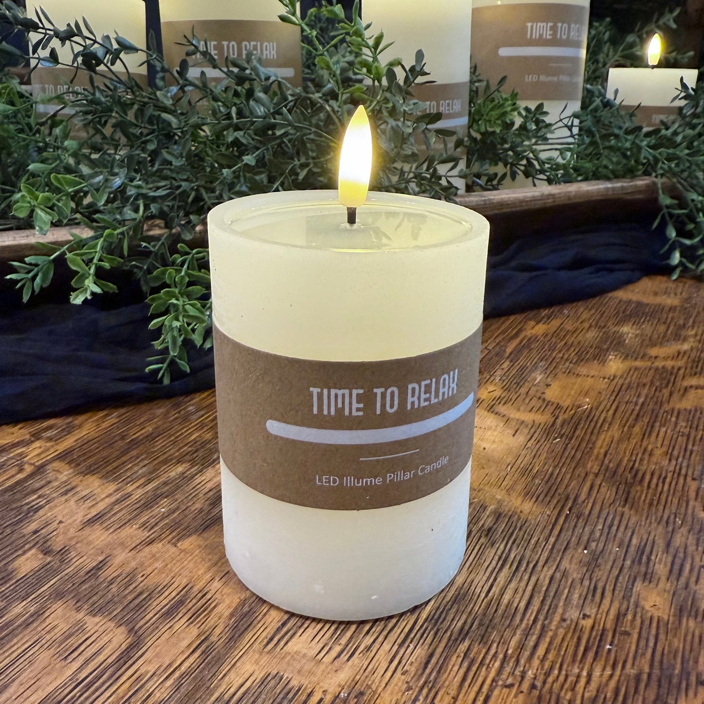 LED Pillar Candle 6" x 3" - Cream Natural Resin