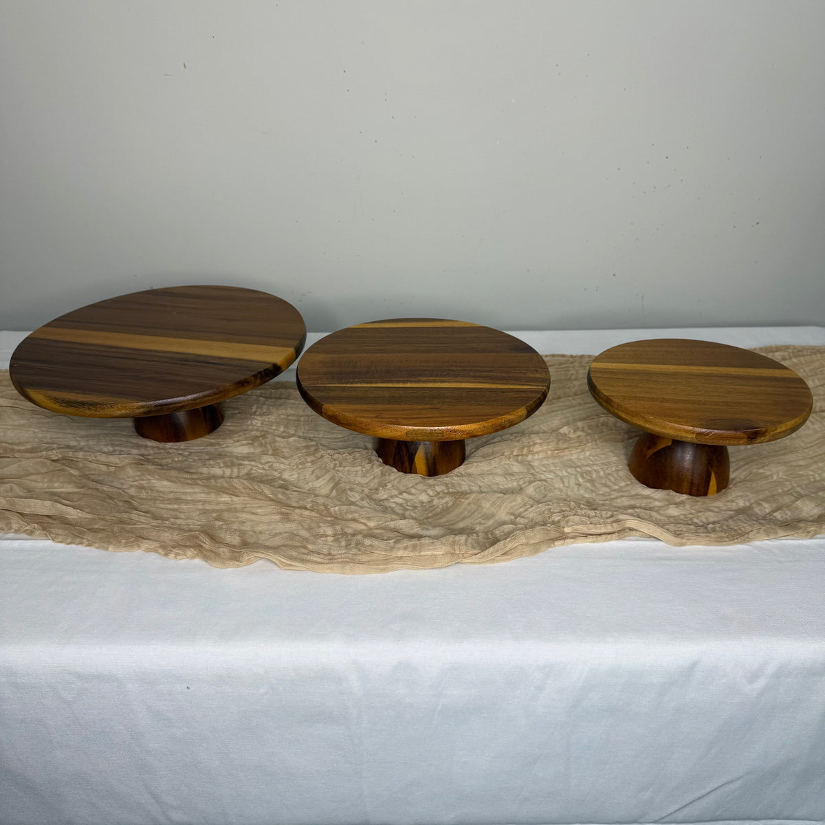 Acacia Wood Cake Stand Set - 3 pieces