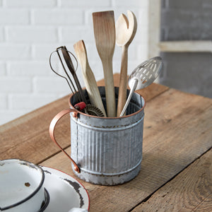 Two-Tone Corrugated Pitcher with Copper Accents