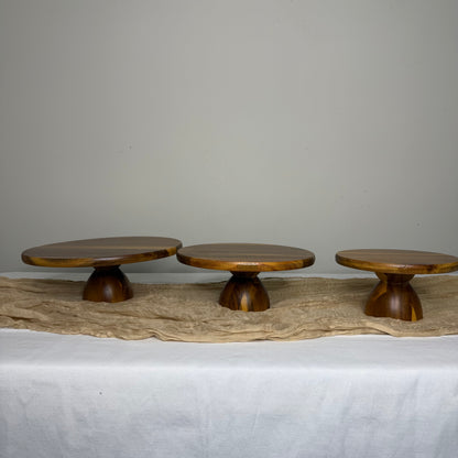 Acacia Wood Cake Stand Set - 3 pieces