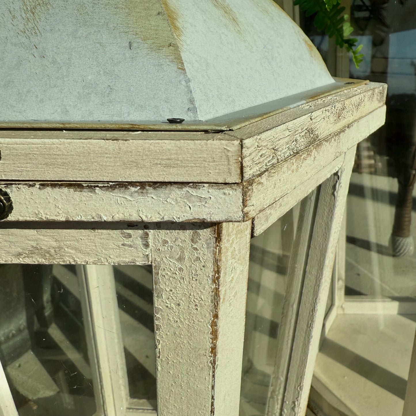 Large Rustic White Wood Lanterns - Set of Three
