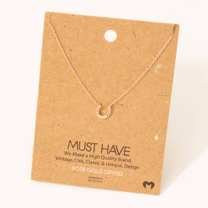 Mini Horseshoe Pendant Necklace: Gold
