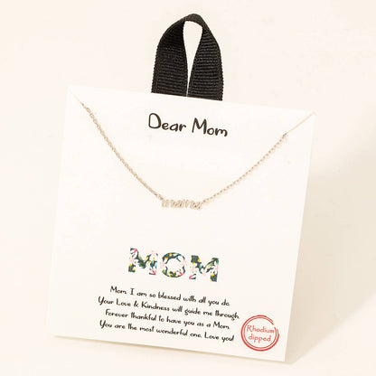 Dainty Mama Pendant Necklace: Gold
