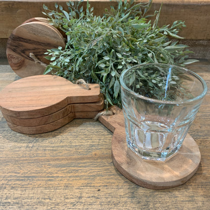 Round Wood Coaster Set