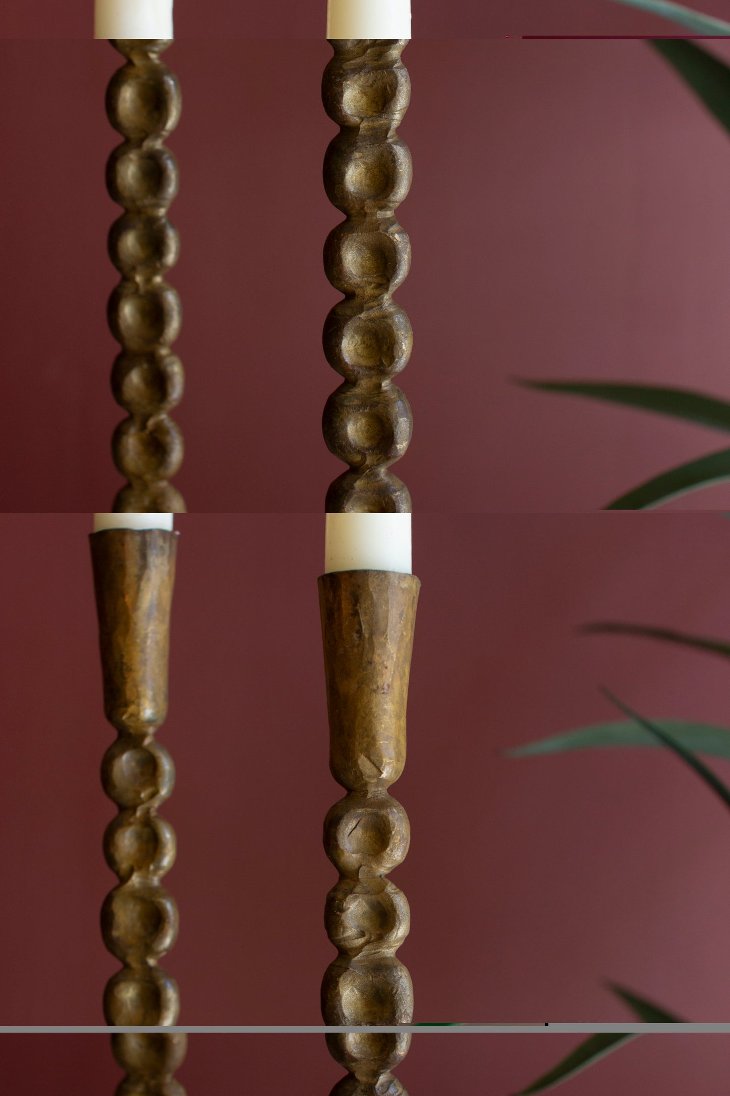 Taper Candle Holders Antique Brass - Set Of 3