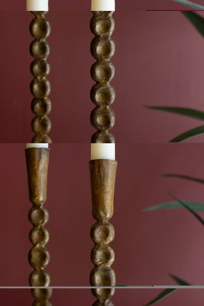 Taper Candle Holders Antique Brass - Set Of 3